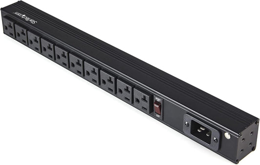 .Com 10 Outlet Rack Mount Power Strip 125V/16 Amp - 1U Horizontal 19" Rackmount PDU - NEMA 5-20P Input - 10X NEMA 5-15/20R Outlets - Rack Mount PDU - UL Listed - 8Ft Power Cord (RKPW101920)