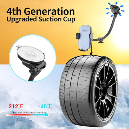 Car Phone Holder Mount Wireless Charging, 15W Wireless Car Charger Mount, Windshield Dash Phone Holder [With QC 3.0 Adapter] Compatible with Iphone 13 12 Mini 11 Pro Max, Samsung, Lg-Iron Gray