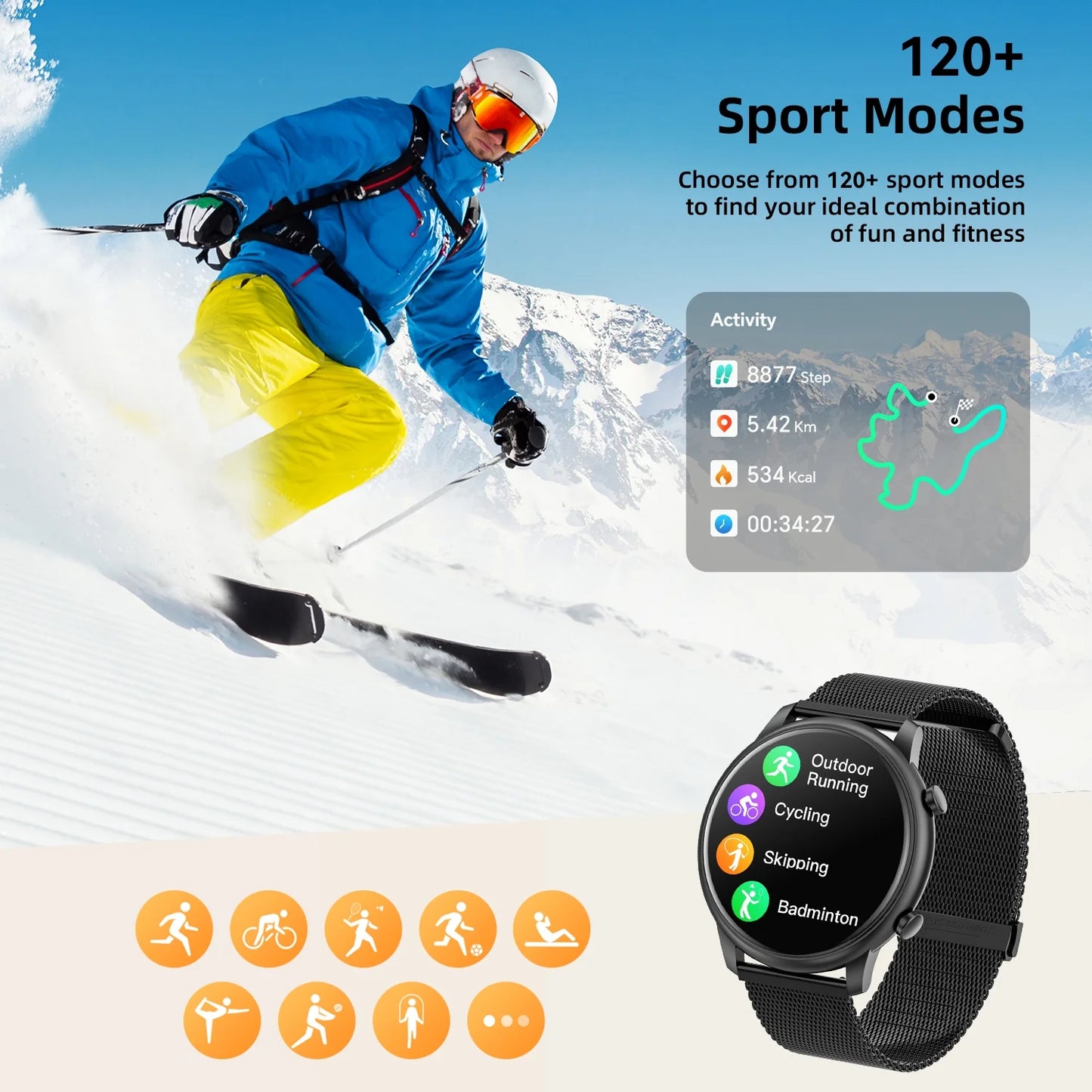 Men'S and Women'S Smartwatch 1.39-Inch, with Fitness Tracker/Wireless Call/Message Notification, Fits for Android and Iphone Devices (Alloy Black)