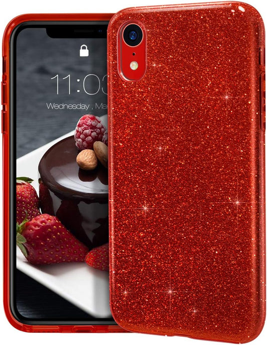 Compatible with Iphone XR Case,Bling Sparkle Cute Girls Women Protective Christmas Case(Red)