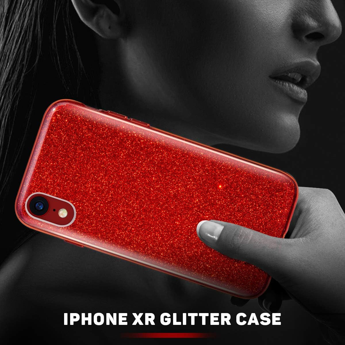 Compatible with Iphone XR Case,Bling Sparkle Cute Girls Women Protective Christmas Case(Red)