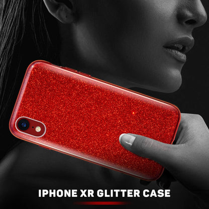 Compatible with Iphone XR Case,Bling Sparkle Cute Girls Women Protective Christmas Case(Red)