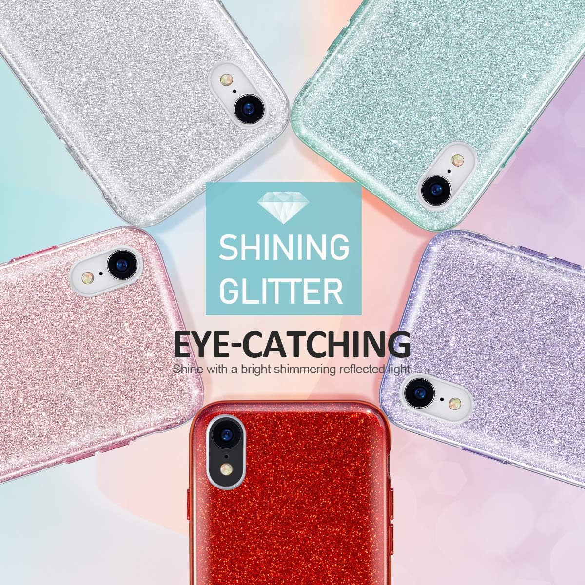 Compatible with Iphone XR Case,Bling Sparkle Cute Girls Women Protective Christmas Case(Red)