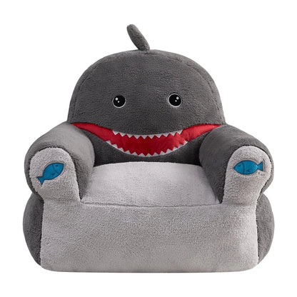 Kids Shark Large Foam Filled Bean Bag Chair, Gray Plush, 25" W X 20" D X 23" H