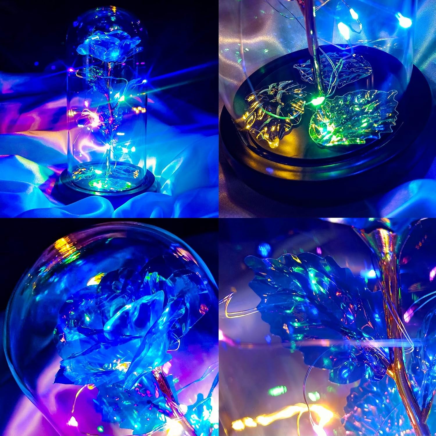 Enchanting Galaxy Flower Rose in Glass Dome - Perfect Birthday & Valentine's Day Gift for Women, Girlfriend, Wife, or Daughter - Illuminating Rainbow Light Display